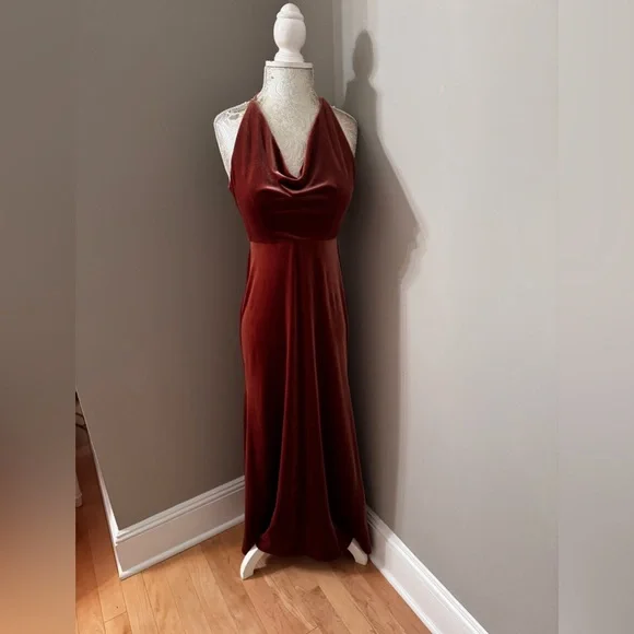 Jenny Yoo English Dusty Rose Sullivan Dress Size 0 Stretch Velvet - Picture 4 of 16